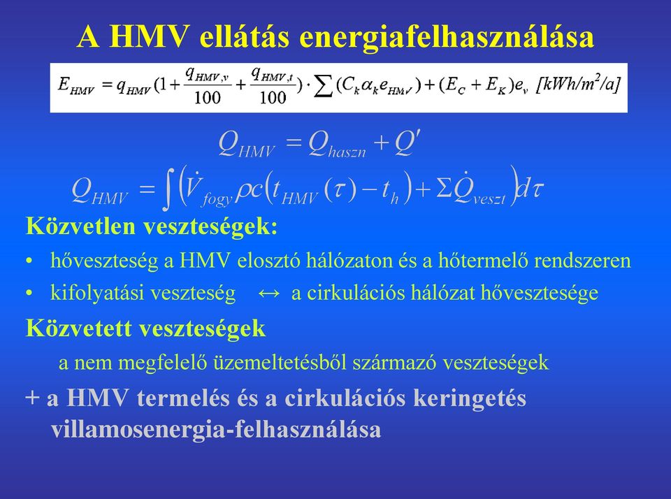 hálózat hővesztesége Közvetett veszteségek a nem megfelelő üzemeltetésből