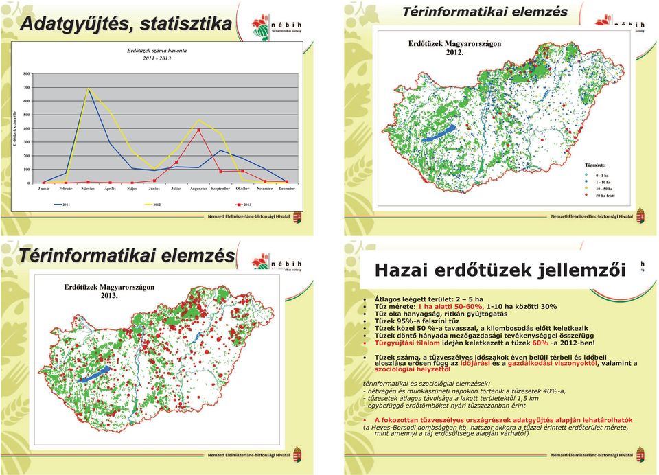 hanyagság, ritkán gyújtogatás Tüzek 95%-a felszíni tűz Tüzek közel 50 %-a tavasszal, a kilombosodás előtt keletkezik Tüzek döntő hányada mezőgazdasági tevékenységgel összefügg Tűzgyújtási tilalom