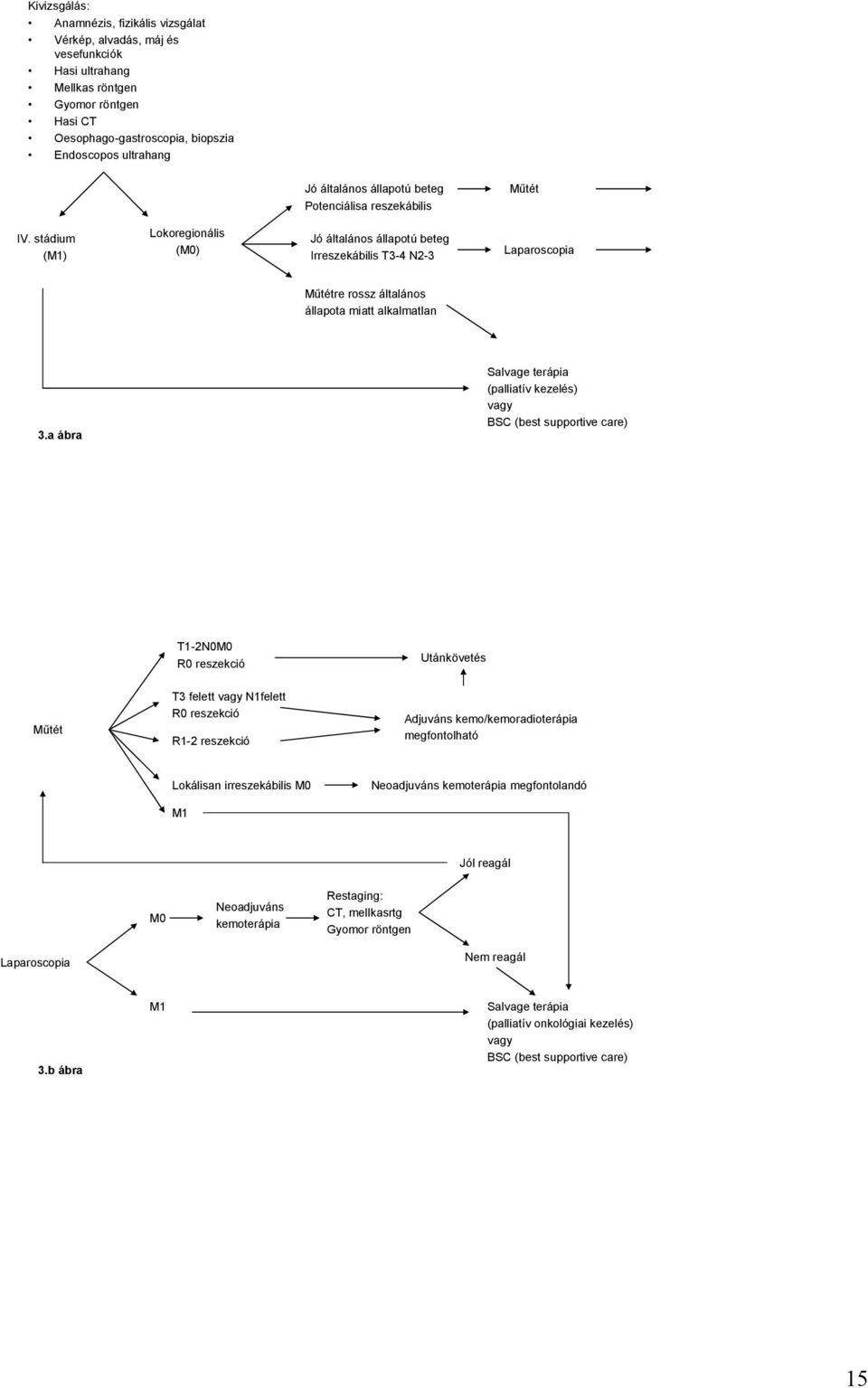 stádium (M1) Lokoregionális (M0) Jó általános állapotú beteg Irreszekábilis T3-4 N2-3 Laparoscopia Műtétre rossz általános állapota miatt alkalmatlan 3.