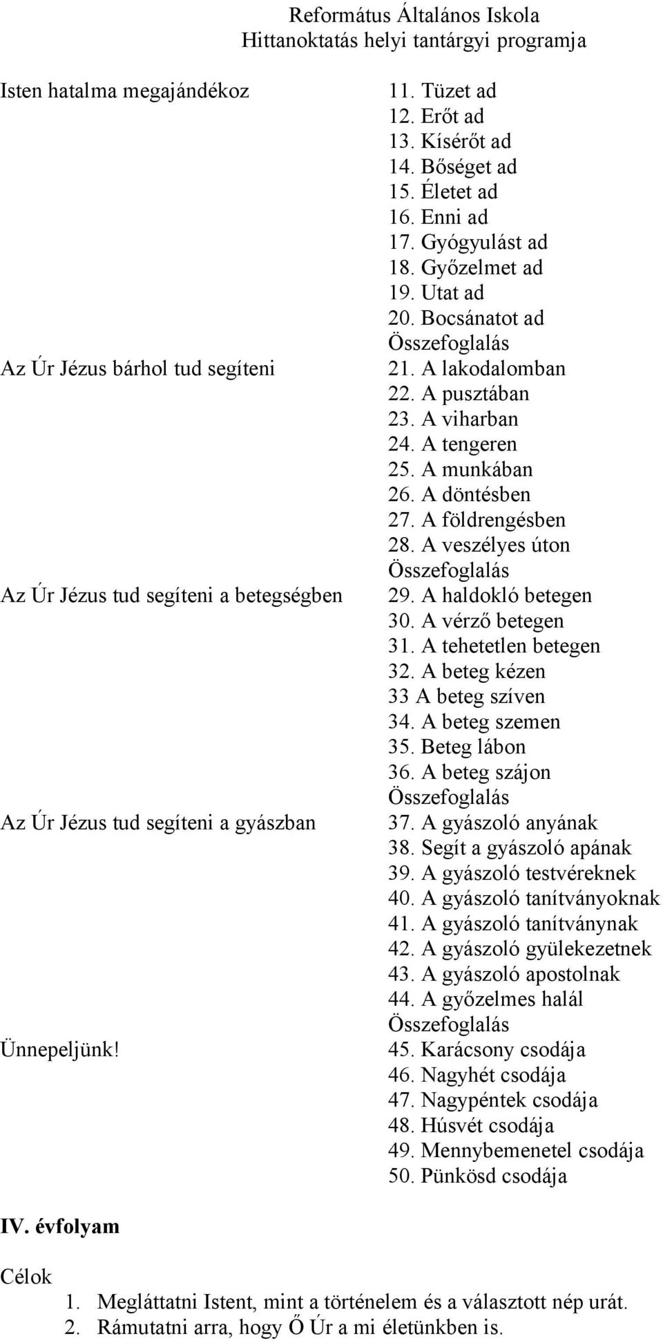 A döntésben 27. A földrengésben 28. A veszélyes úton 29. A haldokló betegen 30. A vérző betegen 31. A tehetetlen betegen 32. A beteg kézen 33 A beteg szíven 34. A beteg szemen 35. Beteg lábon 36.