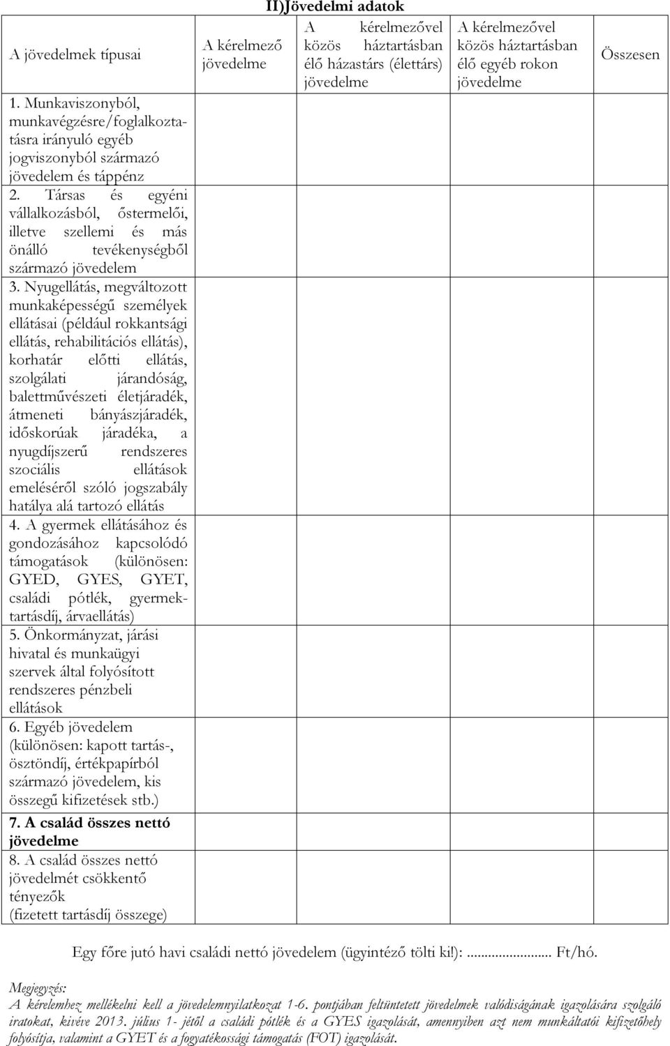 Nyugellátás, megváltozott munkaképességű személyek ellátásai (például rokkantsági ellátás, rehabilitációs ellátás), korhatár előtti ellátás, szolgálati járandóság, balettművészeti életjáradék,