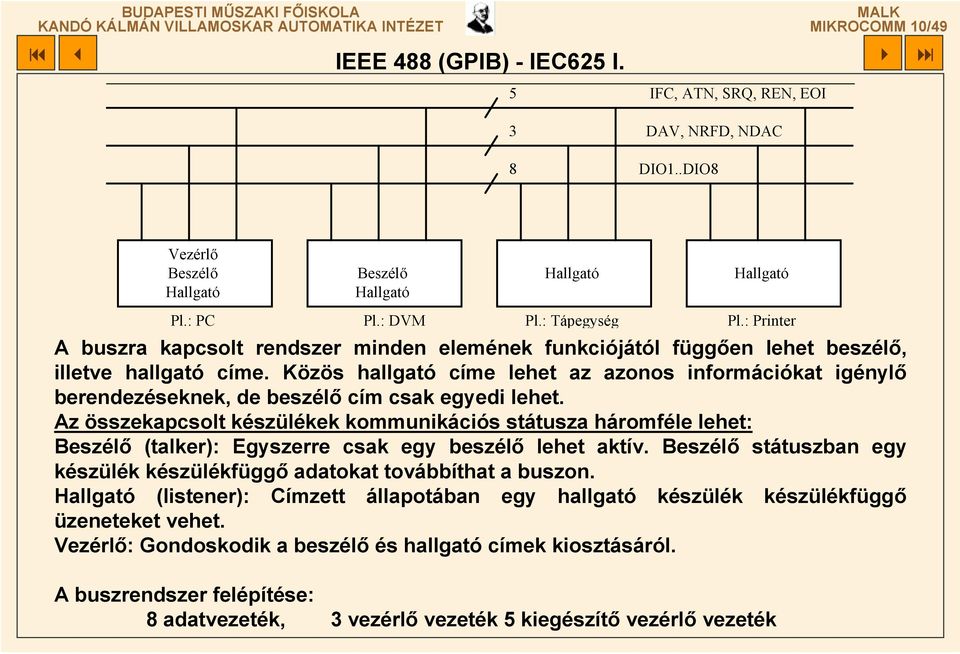 Közös hallgató címe lehet az azonos információkat igénylő berendezéseknek, de beszélő cím csak egyedi lehet.