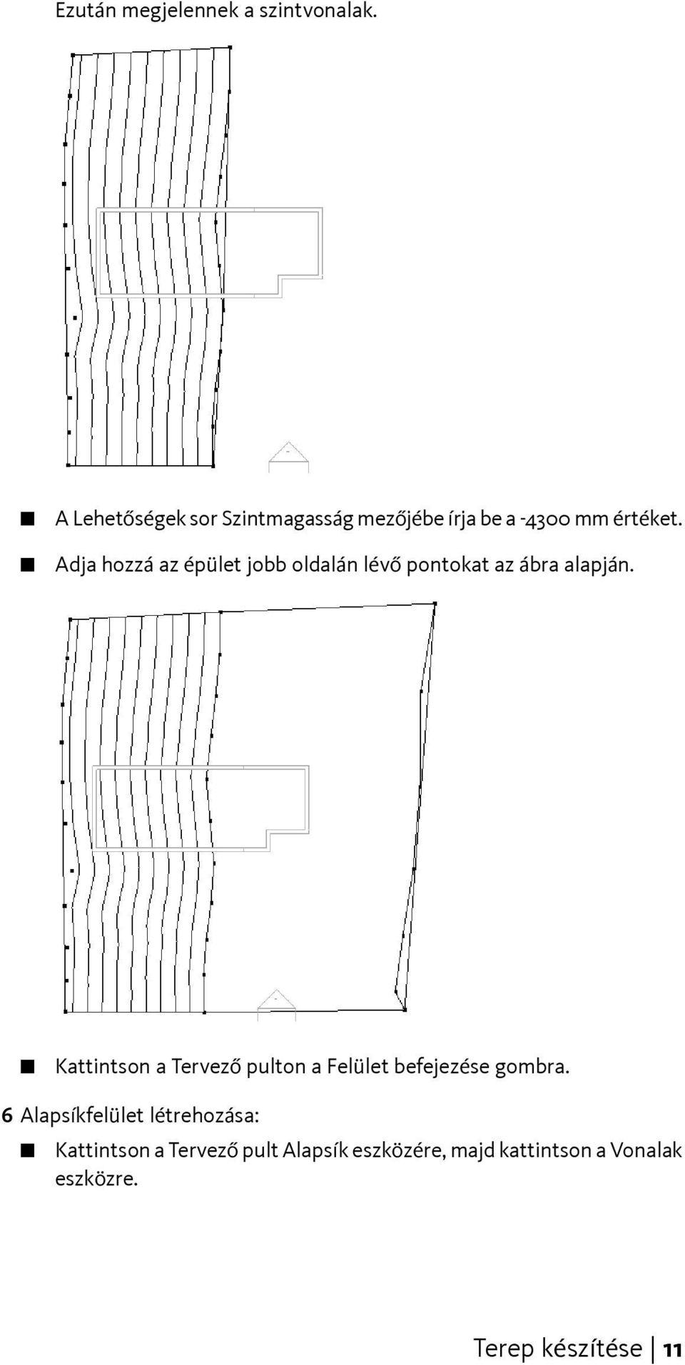 Adja hozzá az épület jobb oldalán lévő pontokat az ábra alapján.