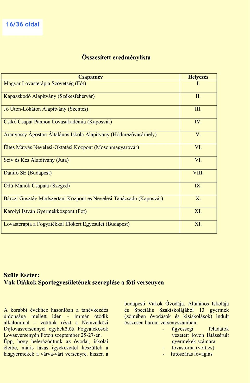 Aranyossy Ágoston Általános Iskola Alapítvány (Hódmezővásárhely) V.