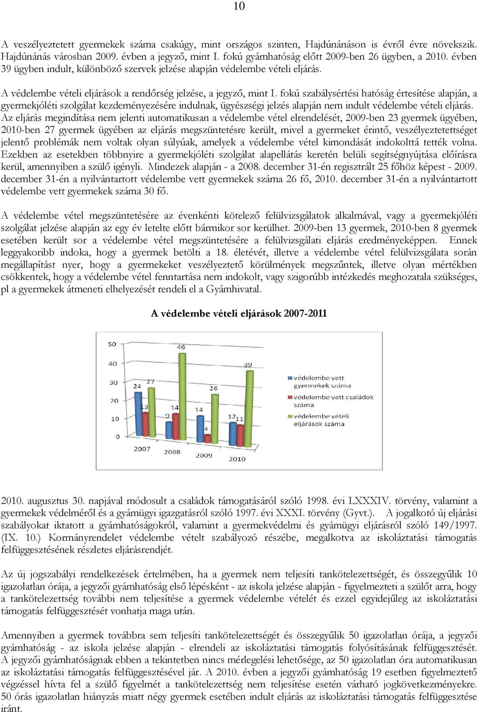 A védelembe vételi eljárások a rendırség jelzése, a jegyzı, mint I.