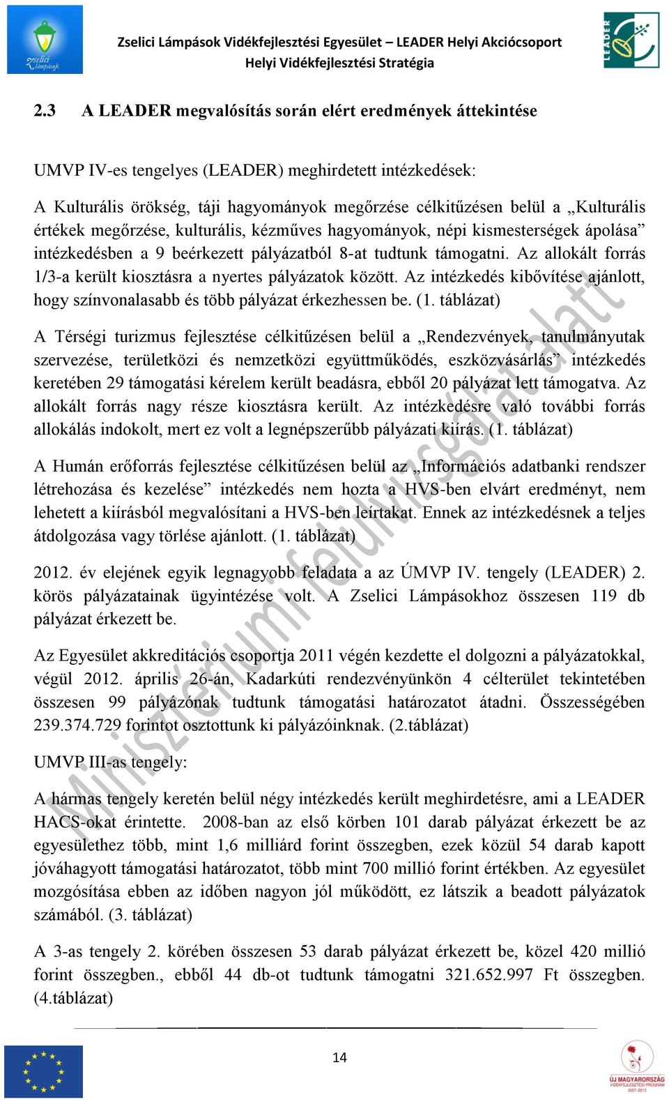 értékek megőrzése, kulturális, kézműves hagyományok, népi kismesterségek ápolása intézkedésben a 9 beérkezett pályázatból 8-at tudtunk támogatni.