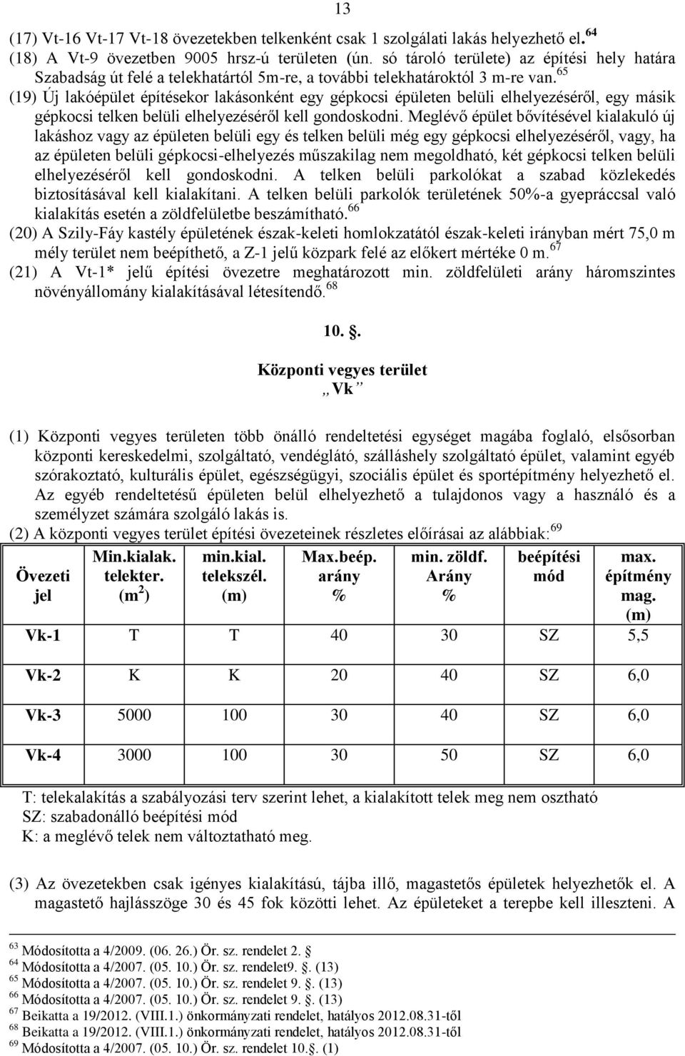 65 (19) Új lakóépület építésekor lakásonként egy gépkocsi épületen belüli elhelyezéséről, egy másik gépkocsi telken belüli elhelyezéséről kell gondoskodni.