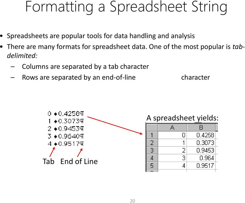 One of the most popular is tabdelimited: Columns are separated by a tab