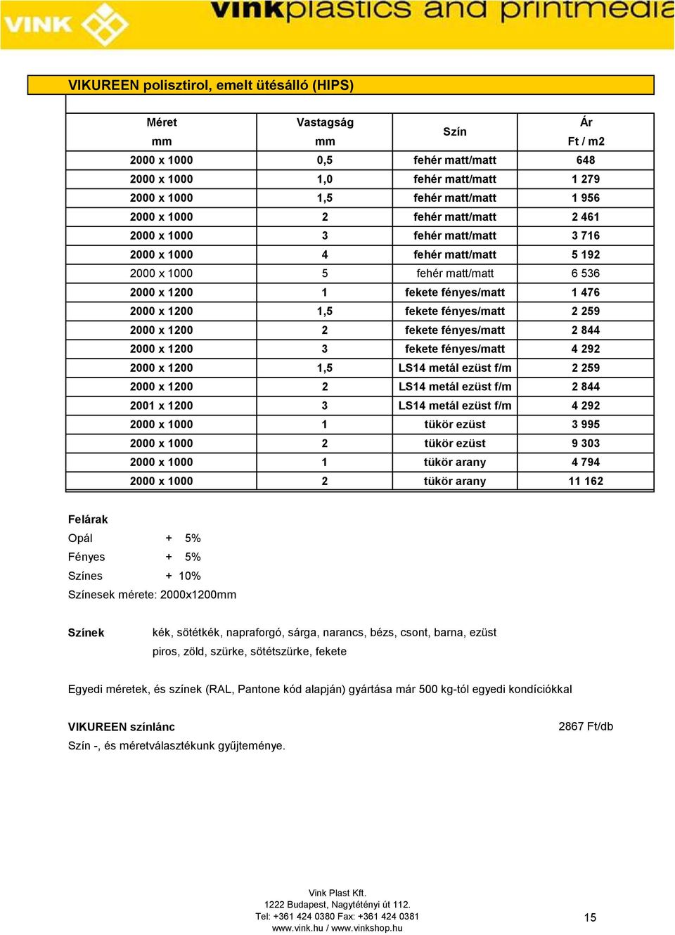 fekete fényes/matt 2 844 2000 x 1200 fekete fényes/matt 4 292 2000 x 1200 1,5 LS14 metál ezüst f/m 2 259 2000 x 1200 2 LS14 metál ezüst f/m 2 844 2001 x 1200 LS14 metál ezüst f/m 4 292 2000 x 1000 1