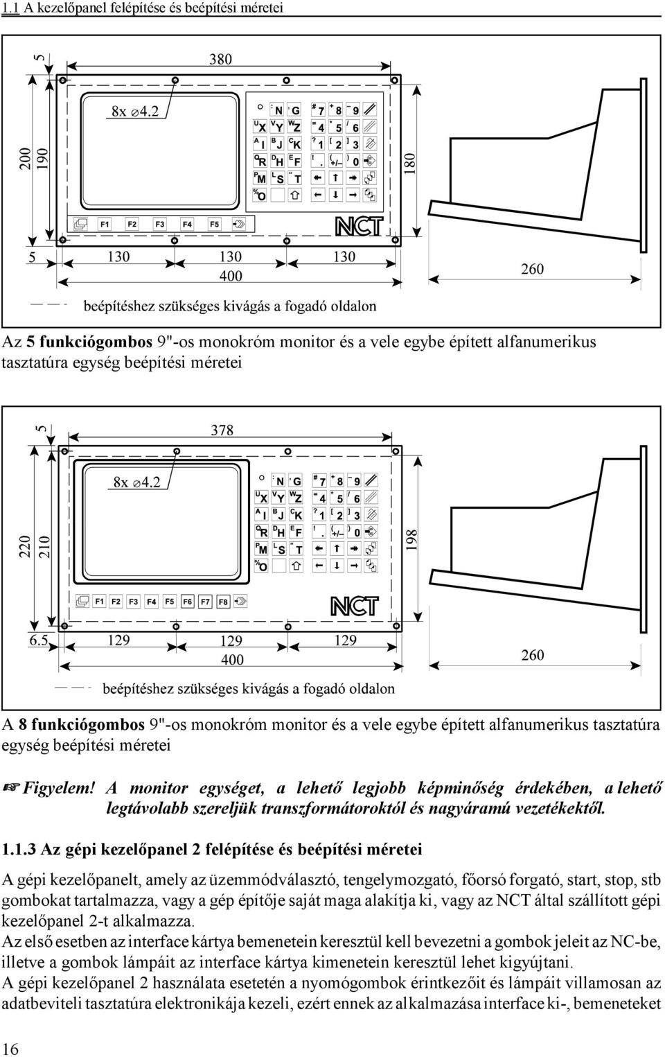A monitor egységet, a lehető legjobb képminőség érdekében, a lehető legtávolabb szereljük transzformátoroktól és nagyáramú vezetékektől. 1.