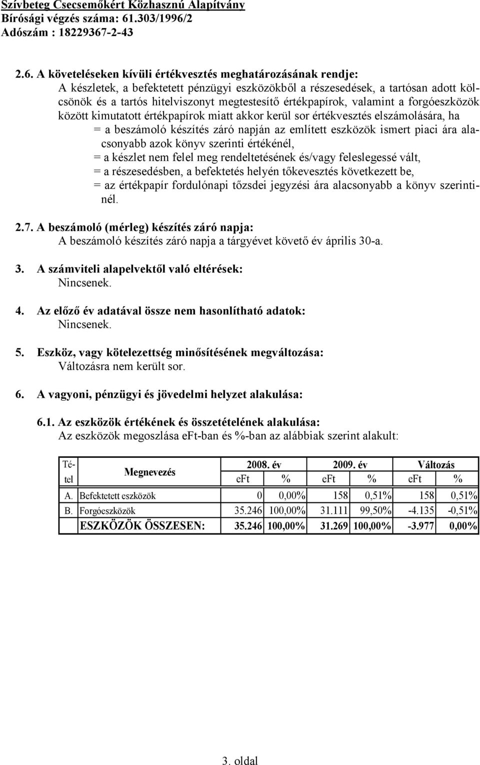 A vagyoni, pénzügyi és jövedelmi helyzet alakulása: 6.