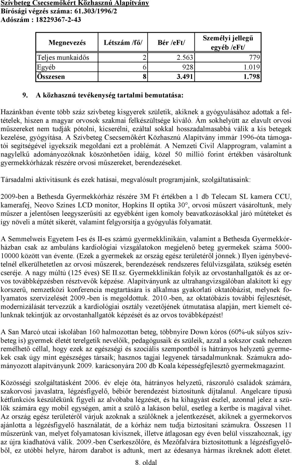 kiváló. Ám sokhelyütt az elavult orvosi műszereket nem tudják pótolni, kicserélni, ezáltal sokkal hosszadalmasabbá válik a kis betegek kezelése, gyógyítása.