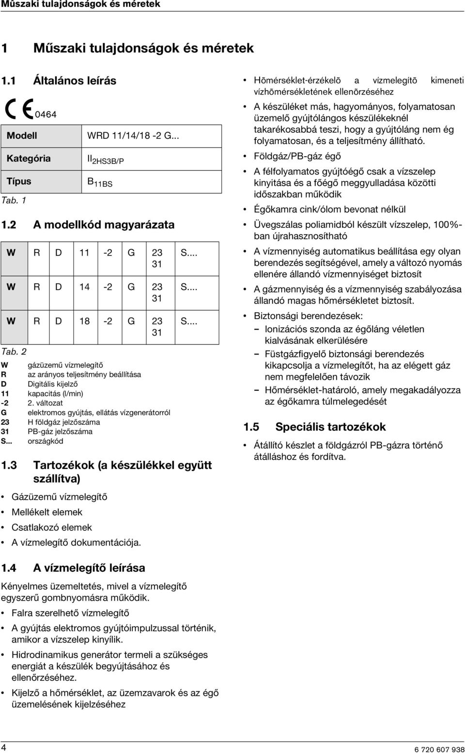 változat G elektromos gyújtás, ellátás vízgenerátorról 23 H földgáz jelzőszáma 31 PB-gáz jelzőszáma S... országkód 1.