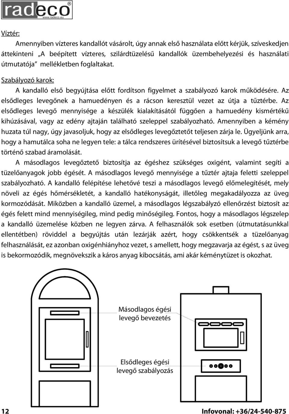 Az elsődleges levegőnek a hamuedényen és a rácson keresztül vezet az útja a tűztérbe.