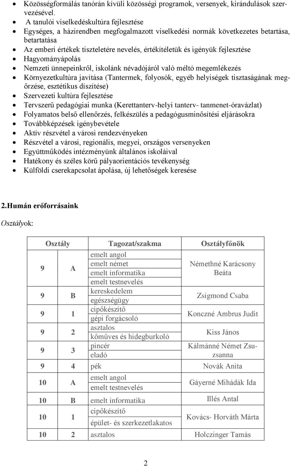 fejlesztése Hagyományápolás Nemzeti ünnepeinkről, iskolánk névadójáról való méltó megemlékezés Környezetkultúra javítása (Tantermek, folyosók, egyéb helyiségek tisztaságának megőrzése, esztétikus