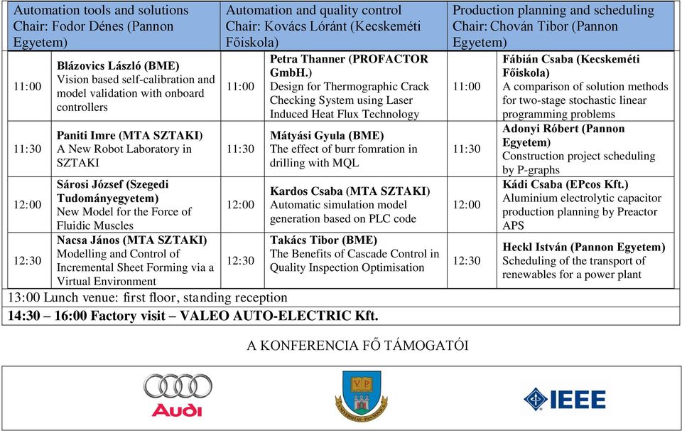 Environment Automation and quality control Chair: Kovács Lóránt (Kecskeméti Petra Thanner (PROFACTOR GmbH.