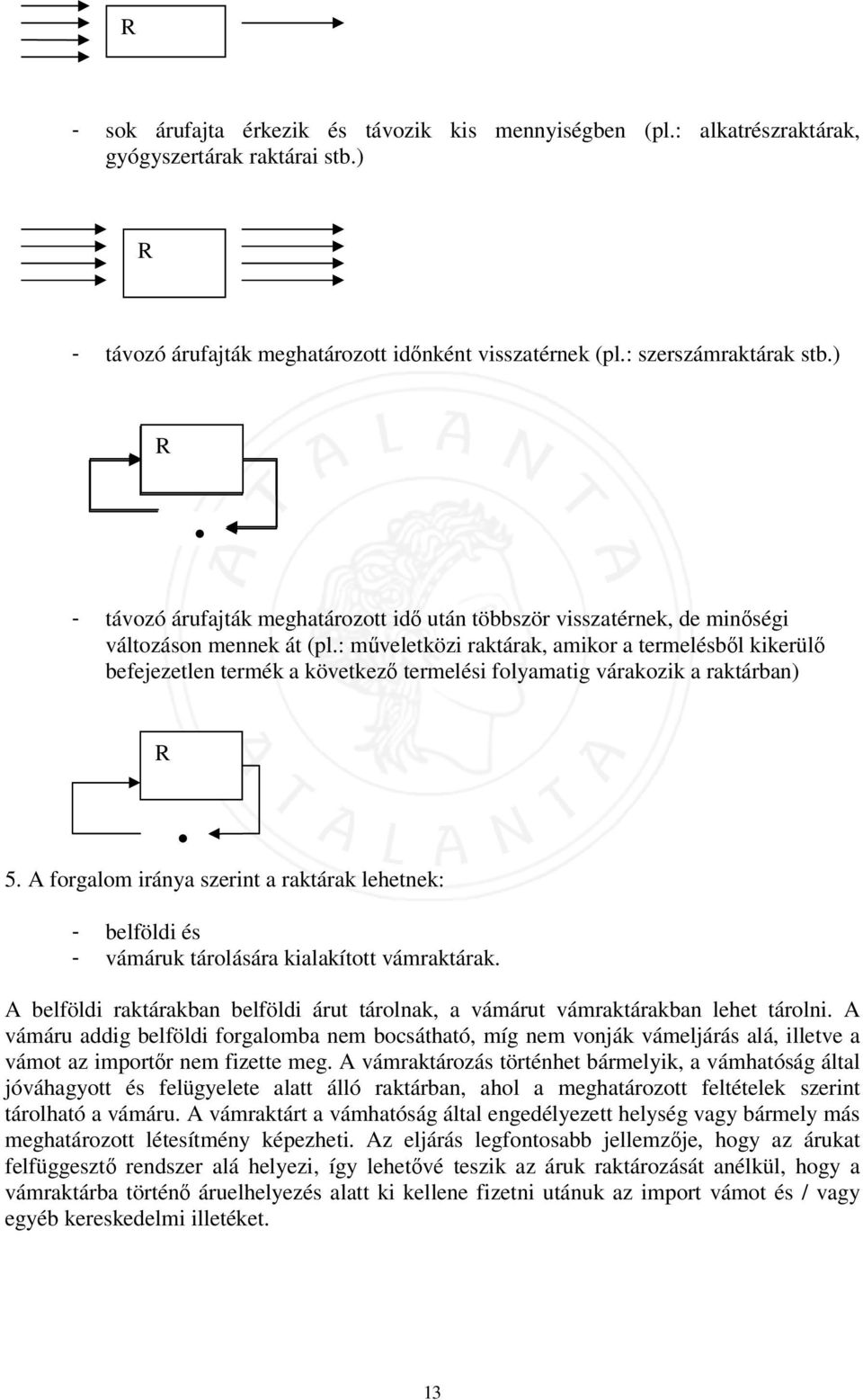 : műveletközi raktárak, amikor a termelésből kikerülő befejezetlen termék a következő termelési folyamatig várakozik a raktárban) R 5.