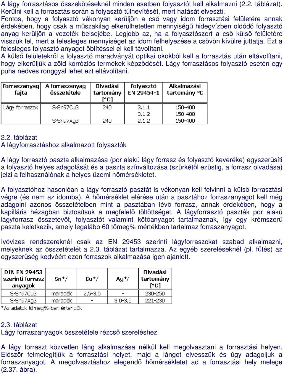 vezeték belsejébe. Legjobb az, ha a folyasztószert a csı külsı felületére visszük fel, mert a felesleges mennyiséget az idom felhelyezése a csövön kívülre juttatja.