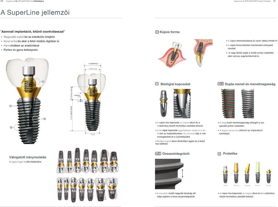 A kúpos forma kitűnően harmonizál a környező csonttal A nagy felület segíti a kiváló primer stabilitást akár szinusz augmentációnál is.