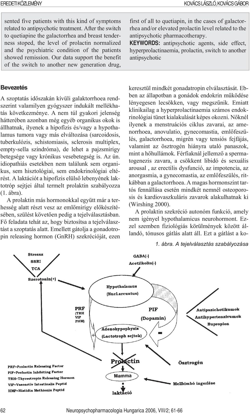 Our data support the benefit of the switch to another new generation drug, first of all to, in the cases of galactorrhea and/or elevated prolactin level related to the antipsychotic pharmacotherapy.