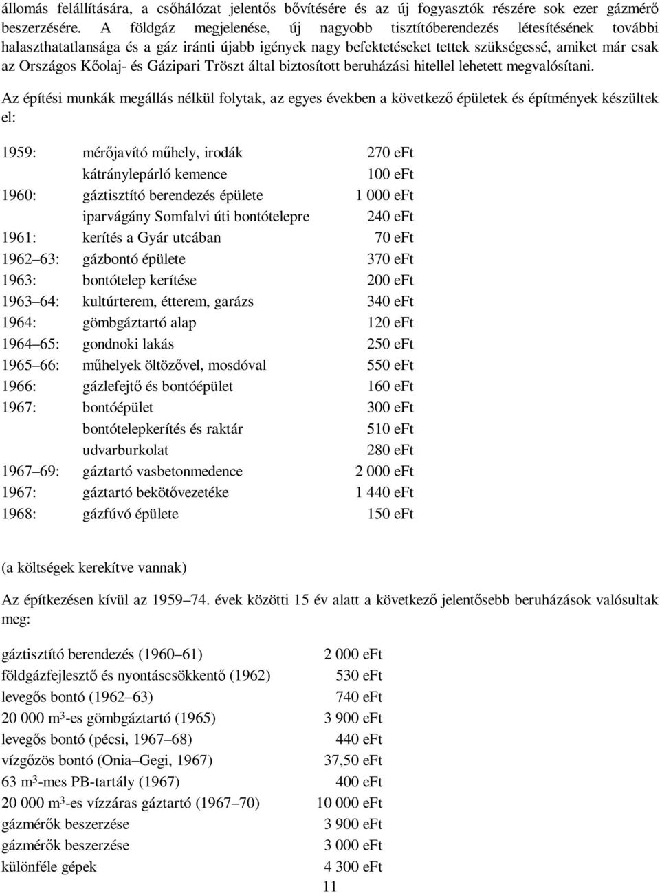 Kıolaj- és Gázipari Tröszt által biztosított beruházási hitellel lehetett megvalósítani.