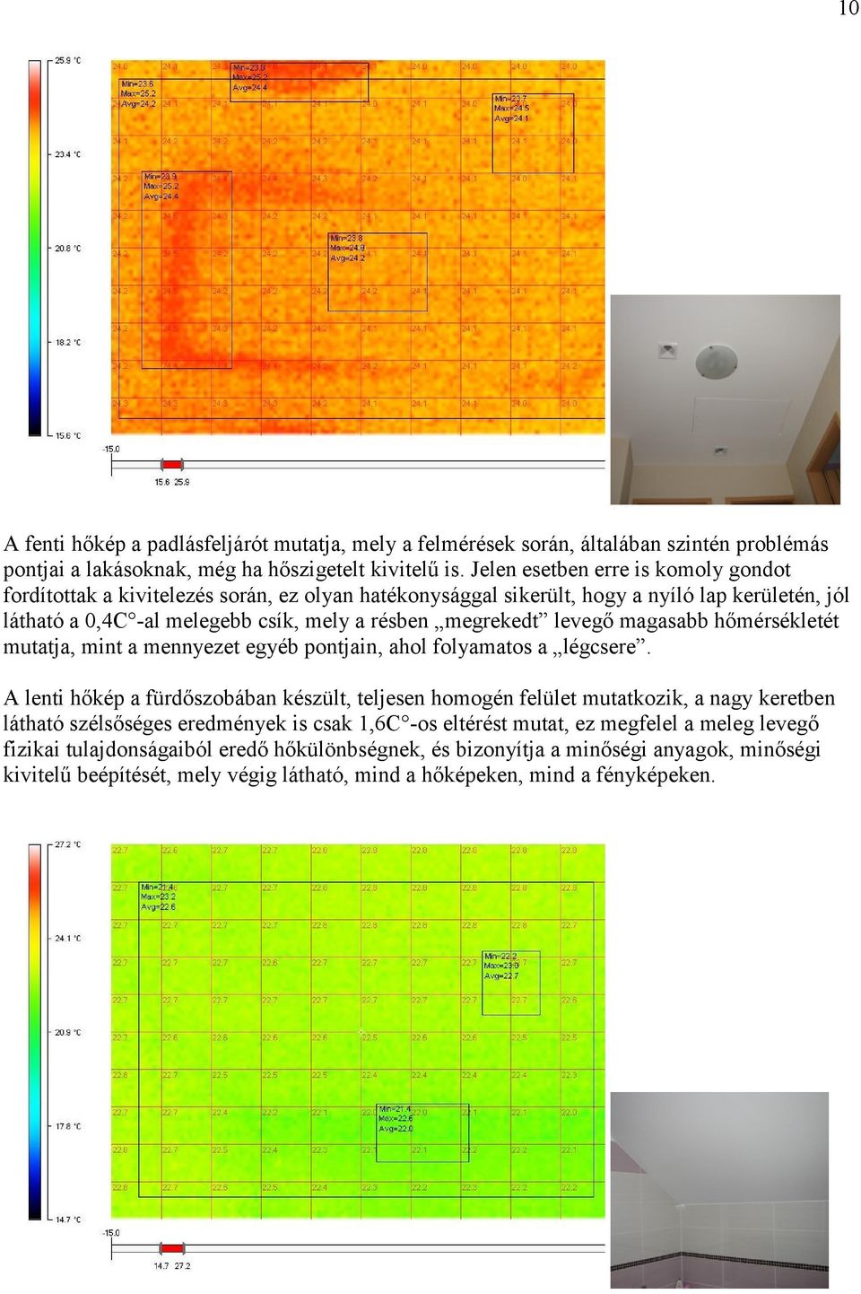 levegő magasabb hőmérsékletét mutatja, mint a mennyezet egyéb pontjain, ahol folyamatos a légcsere.