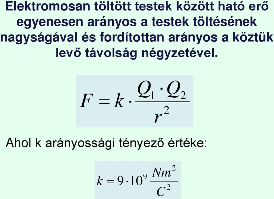 arányos a köztük levő távolság négyzetével.