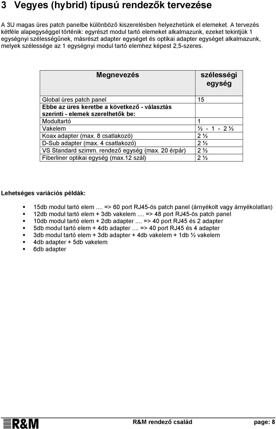 melyek szélessége az 1 egységnyi modul tartó elemhez képest 2,5-szeres.