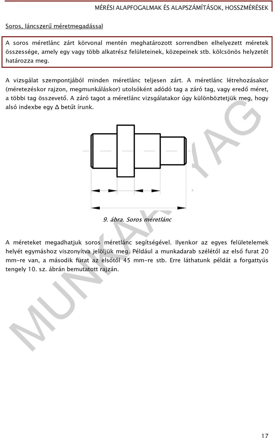 A méretlánc létrehozásakor (méretezéskor rajzon, megmunkáláskor) utolsóként adódó tag a záró tag, vagy eredő méret, a többi tag összevető.