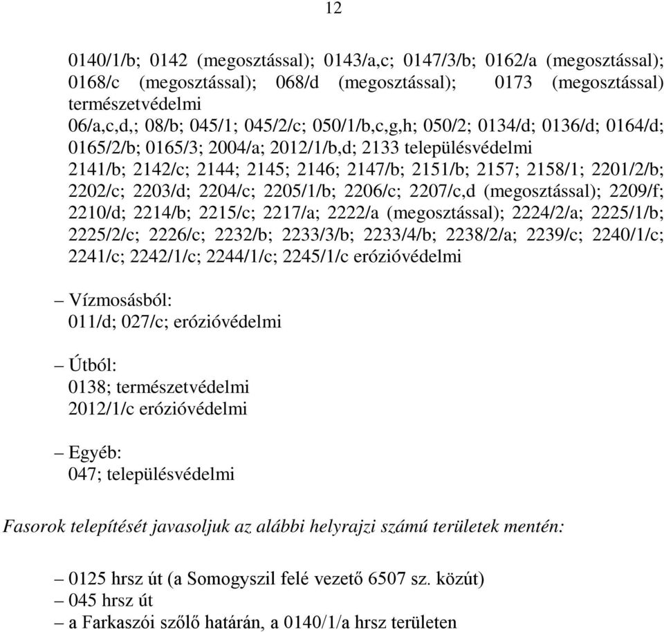 2204/c; 2205/1/b; 2206/c; 2207/c,d (megosztással); 2209/f; 2210/d; 2214/b; 2215/c; 2217/a; 2222/a (megosztással); 2224/2/a; 2225/1/b; 2225/2/c; 2226/c; 2232/b; 2233/3/b; 2233/4/b; 2238/2/a; 2239/c;