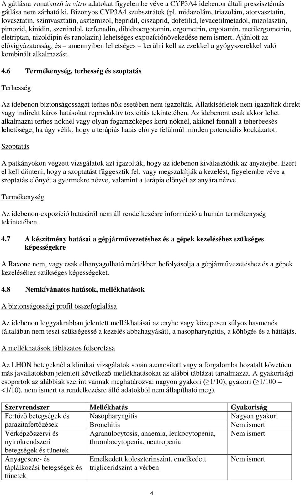 ergometrin, ergotamin, metilergometrin, eletriptan, nizoldipin és ranolazin) lehetséges expozíciónövekedése nem ismert.