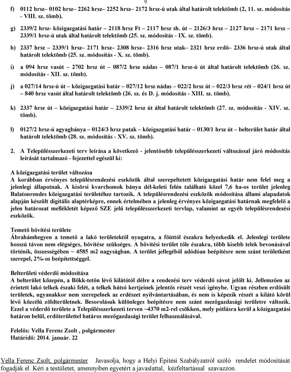 h) 2337 hrsz 2339/1 hrsz 2171 hrsz 2308 hrsz 2316 hrsz utak 2321 hrsz erdő 2336 hrsz-ú utak által határolt telektömb (25. sz. módosítás - X. sz. tömb).