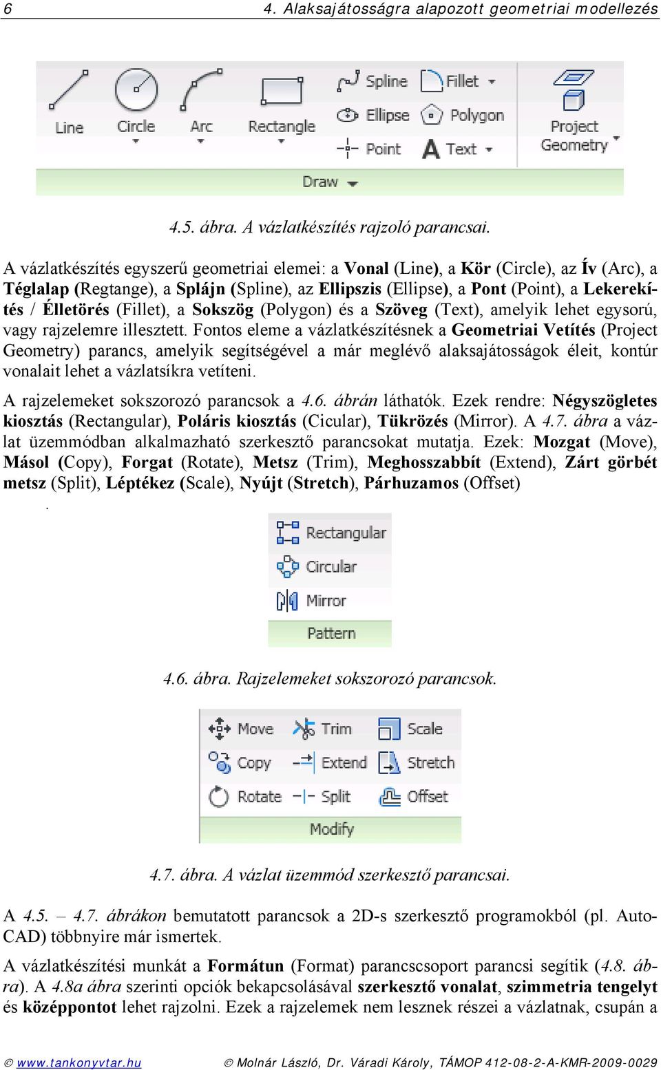 (Fillet), a Sokszög (Polygon) és a Szöveg (Text), amelyik lehet egysorú, vagy rajzelemre illesztett.