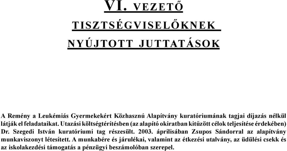 Szegedi István kuratóriumi tag részesült. 2003. áprilisában Zsupos Sándorral az alapítvány munkaviszonyt létesített.