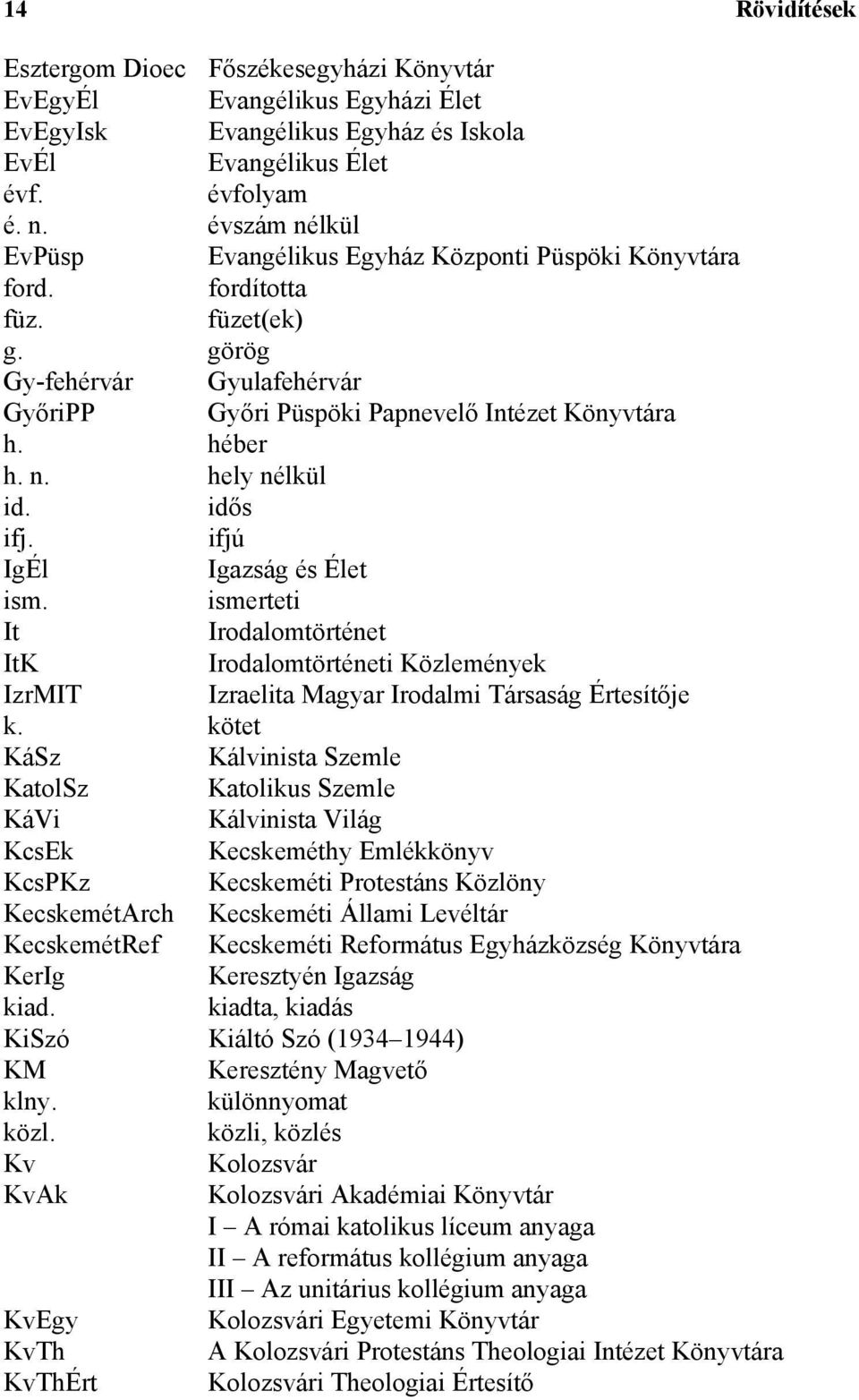 idős ifj. ifjú IgÉl Igazság és Élet ism. ismerteti It Irodalomtörténet ItK Irodalomtörténeti Közlemények IzrMIT Izraelita Magyar Irodalmi Társaság Értesítője k.