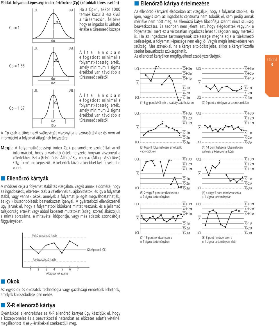 : A folyamatképességi index Cpk paramétere szolgáltat arról információt, hogy a várható érték helyzete hogyan viszonyul a célértékhez.