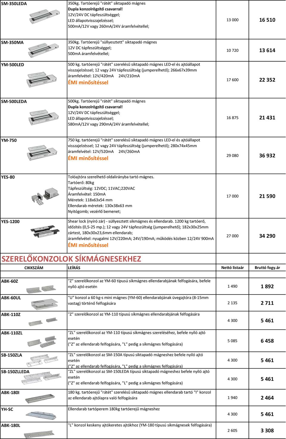 Tartóerejű "süllyesztett" síktapadó mágnes 12V DC tápfeszültséggel; 500mA áramfelvétellel; 500 kg.