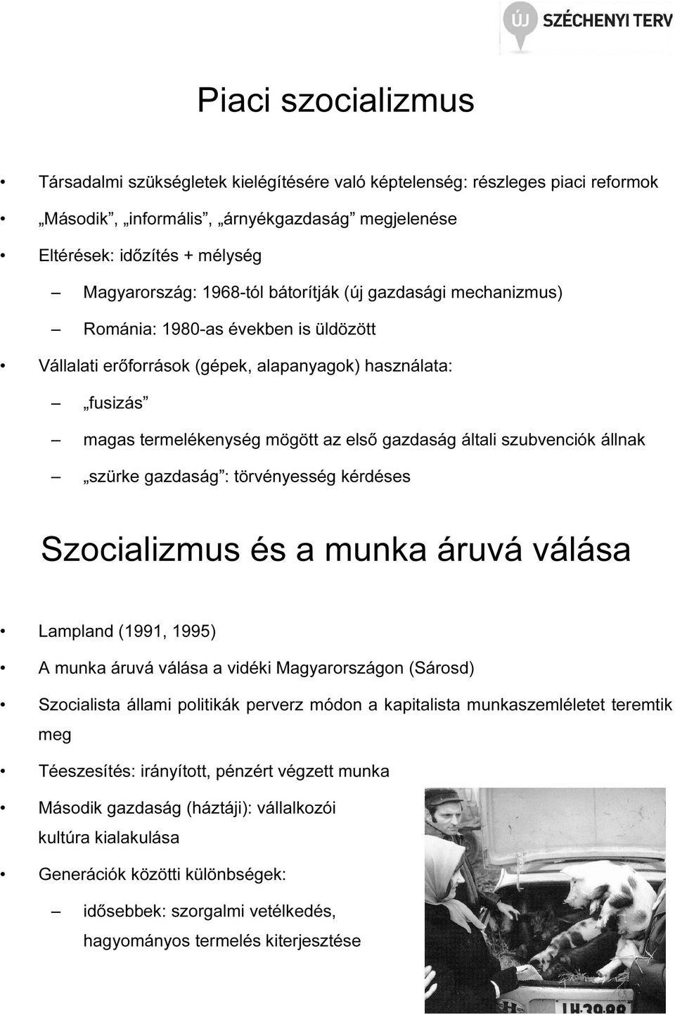szubvenciók állnak szürke gazdaság : törvényesség kérdéses Szocializmus és a munka áruvá válása Lampland (1991, 1995) A munka áruvá válása a vidéki Magyarországon (Sárosd) Szocialista állami