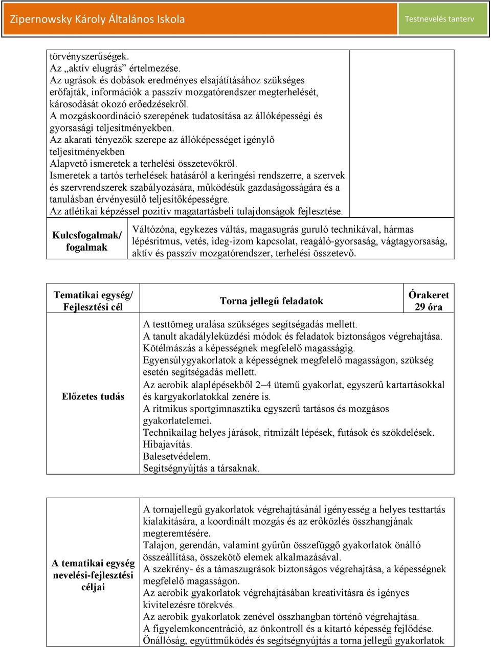 A mozgáskoordináció szerepének tudatosítása az állóképességi és gyorsasági teljesítményekben.