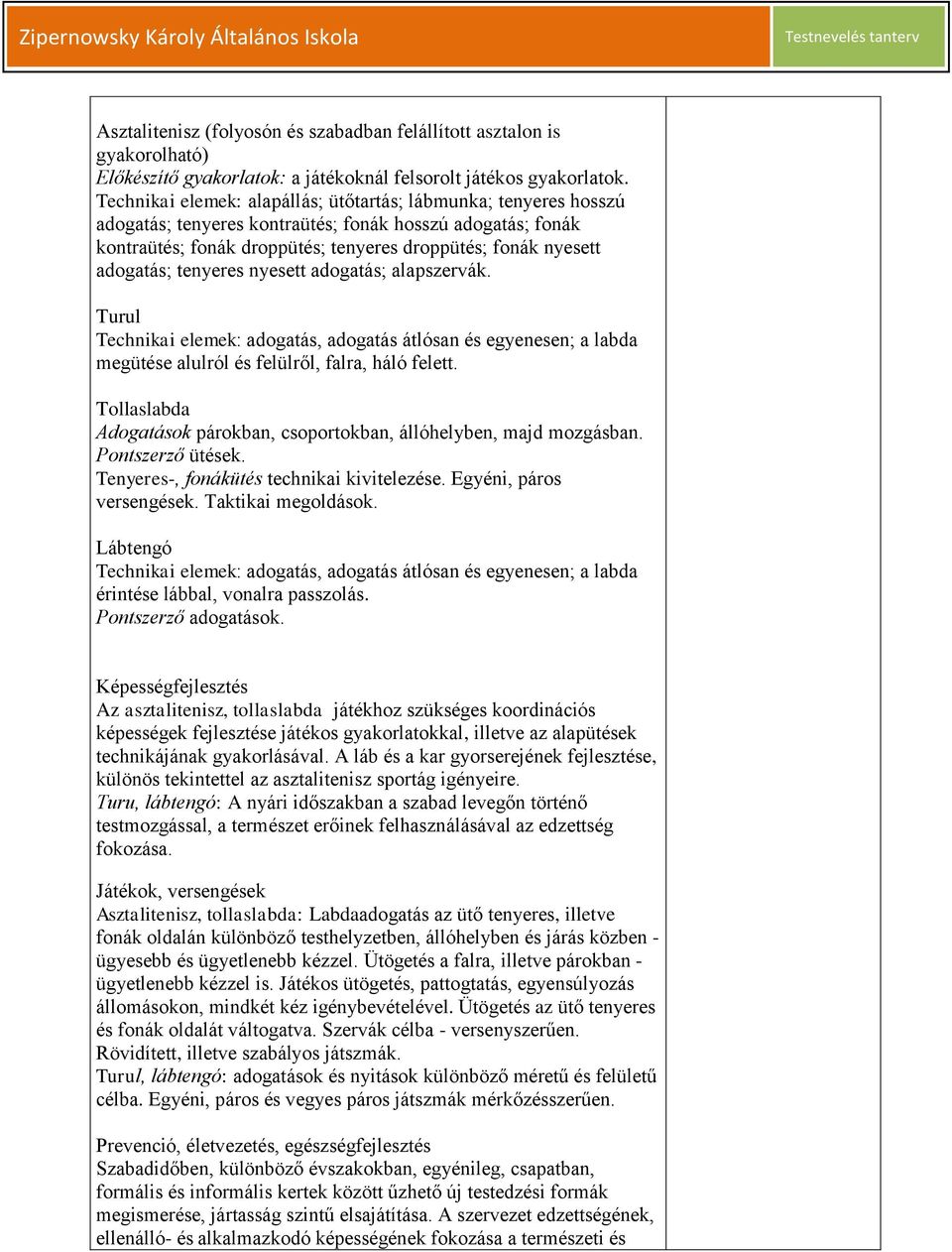 tenyeres nyesett adogatás; alapszervák. Turul Technikai elemek: adogatás, adogatás átlósan és egyenesen; a labda megütése alulról és felülről, falra, háló felett.