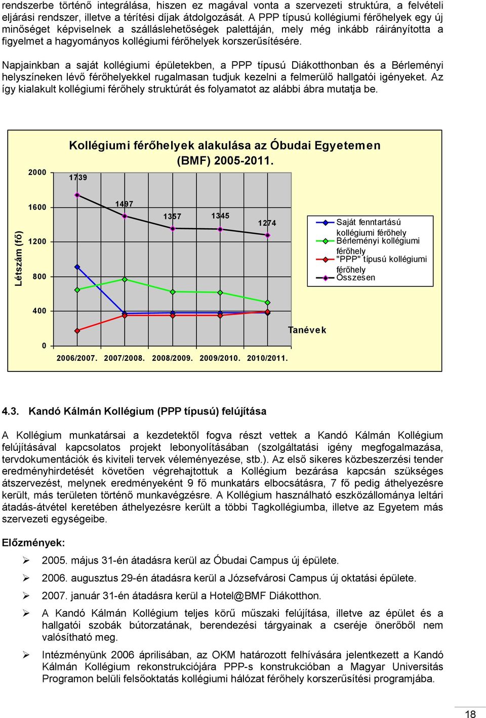 Napjainkban a saját kollégiumi épületekben, a PPP típusú Diákotthonban és a Bérleményi helyszíneken lévő férőhelyekkel rugalmasan tudjuk kezelni a felmerülő hallgatói igényeket.