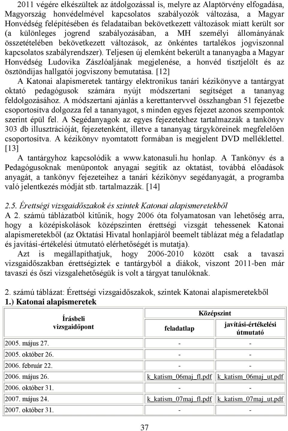 szabályrendszer). Teljesen új elemként bekerült a tananyagba a Magyar Honvédség Ludovika Zászlóaljának megjelenése, a honvéd tisztjelölt és az ösztöndíjas hallgatói jogviszony bemutatása.