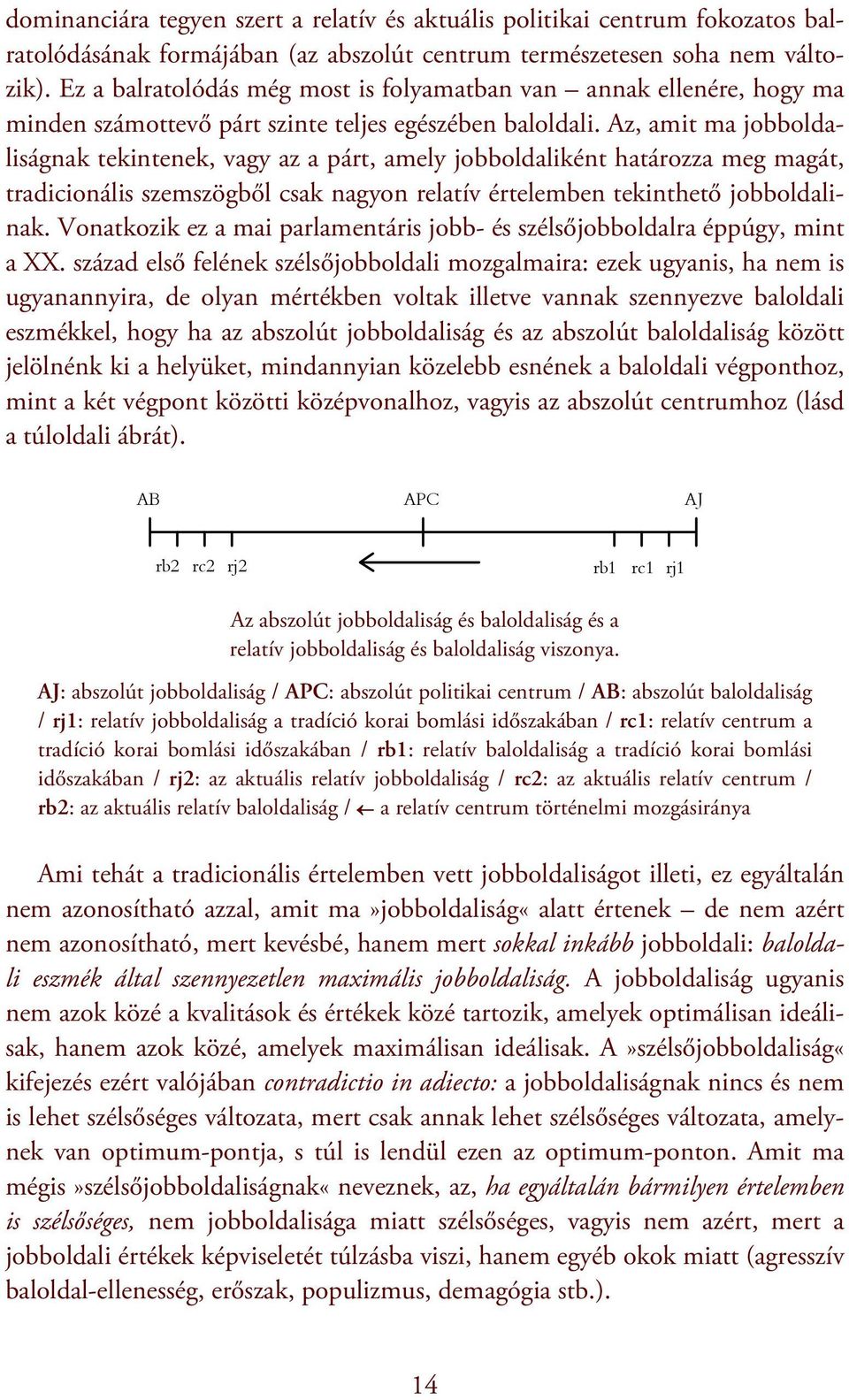 Az, amit ma jobboldaliságnak tekintenek, vagy az a párt, amely jobboldaliként határozza meg magát, tradicionális szemszögből csak nagyon relatív értelemben tekinthető jobboldalinak.