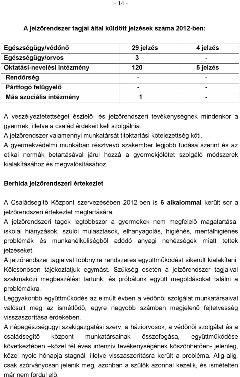 A jelzőrendszer valamennyi munkatársát titoktartási kötelezettség köti.