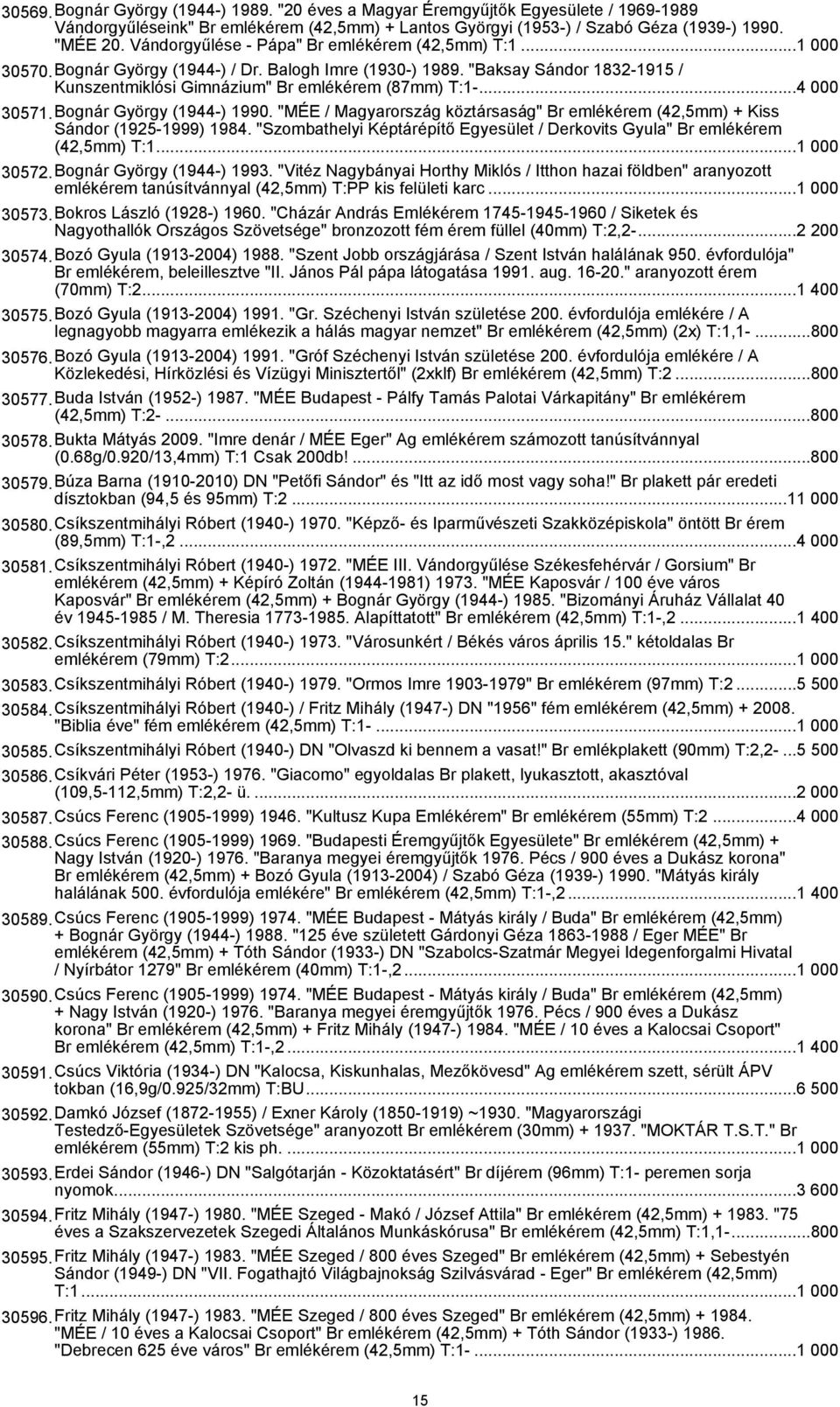 ..4 000 30571.Bognár György (1944-) 1990. "MÉE / Magyarország köztársaság" Br emlékérem (42,5mm) + Kiss Sándor (1925-1999) 1984.