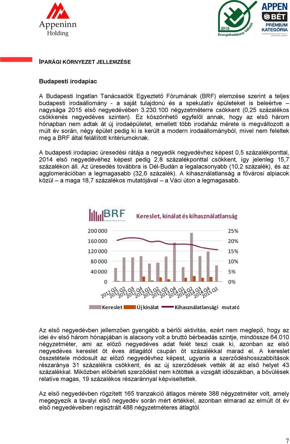 Ez köszönhető egyfelől annak, hogy az első három hónapban nem adtak át új irodaépületet, emellett több irodaház mérete is megváltozott a múlt év során, négy épület pedig ki is került a modern