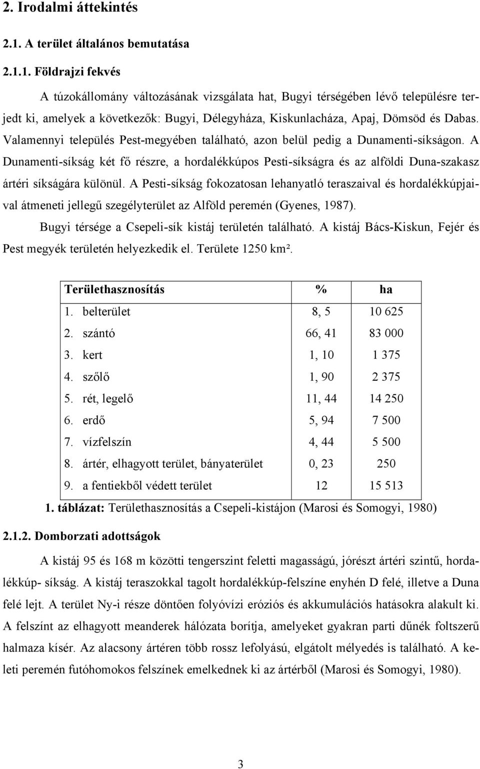 1. Földrajzi fekvés A túzokállomány változásának vizsgálata hat, Bugyi térségében lévő településre terjedt ki, amelyek a következők: Bugyi, Délegyháza, Kiskunlacháza, Apaj, Dömsöd és Dabas.