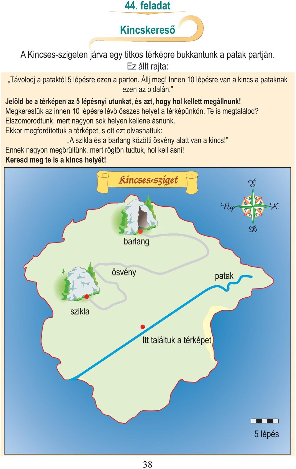 Jelöld be a térképen az 5 lépésnyi utunkat, és azt, hogy hol kellett megállnunk! Megkerestük az innen 10 lépésre lévő összes helyet a térképünkön. Te is megtalálod?