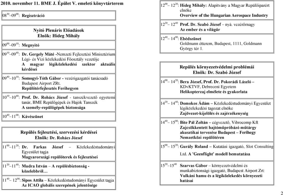 tanácsadó Budapest Airport ZRt. Repülőtérfejlesztés Ferihegyen 10 10 10 40 : Prof. Dr.