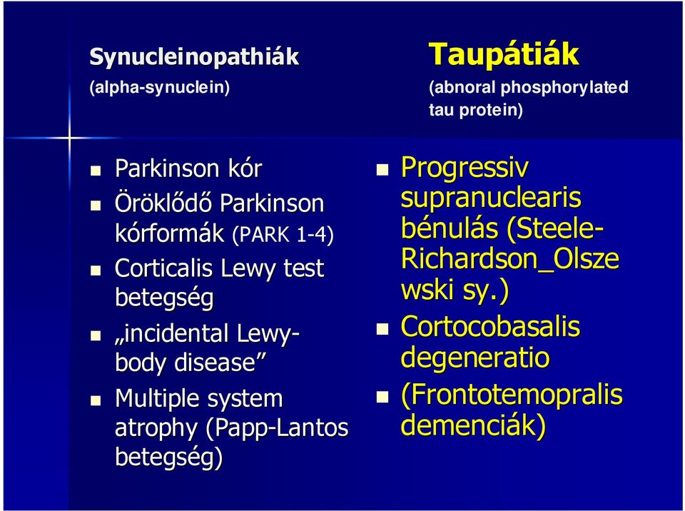 (abnoral phosphorylated tau protein) incidental Lewy- body disease Progressiv supranuclearis